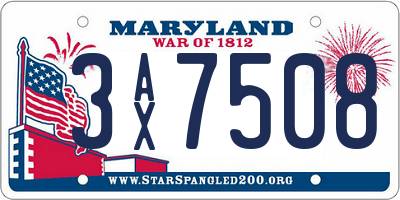 MD license plate 3AX7508