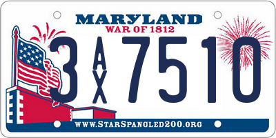 MD license plate 3AX7510