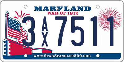 MD license plate 3AX7511