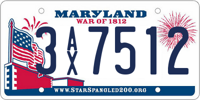 MD license plate 3AX7512
