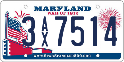 MD license plate 3AX7514