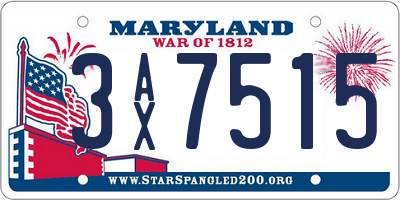 MD license plate 3AX7515