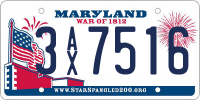 MD license plate 3AX7516