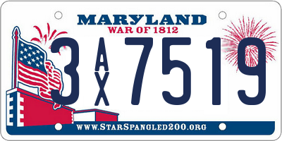 MD license plate 3AX7519