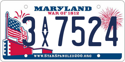 MD license plate 3AX7524