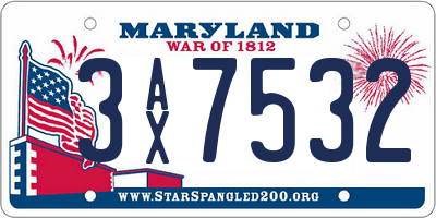 MD license plate 3AX7532