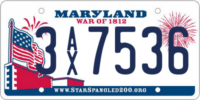 MD license plate 3AX7536