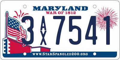 MD license plate 3AX7541