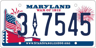 MD license plate 3AX7545