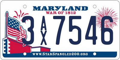 MD license plate 3AX7546