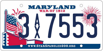 MD license plate 3AX7553