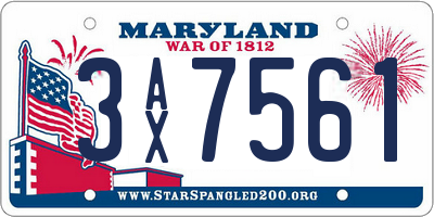 MD license plate 3AX7561