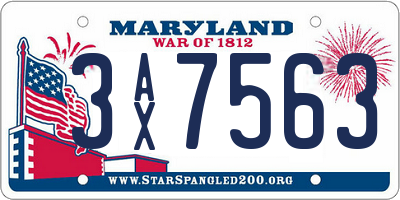 MD license plate 3AX7563