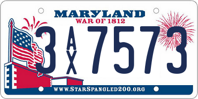 MD license plate 3AX7573