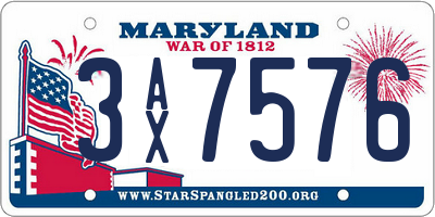 MD license plate 3AX7576
