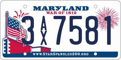 MD license plate 3AX7581