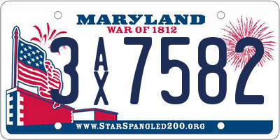MD license plate 3AX7582