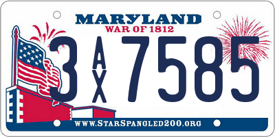 MD license plate 3AX7585