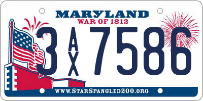 MD license plate 3AX7586