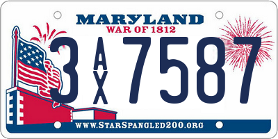 MD license plate 3AX7587