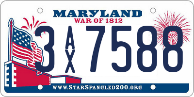 MD license plate 3AX7588