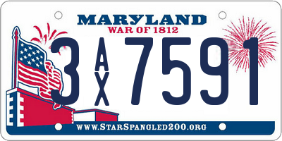 MD license plate 3AX7591