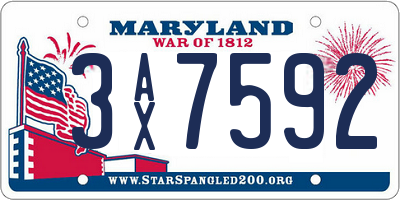 MD license plate 3AX7592