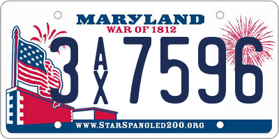 MD license plate 3AX7596