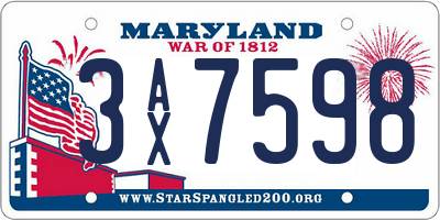 MD license plate 3AX7598