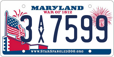 MD license plate 3AX7599