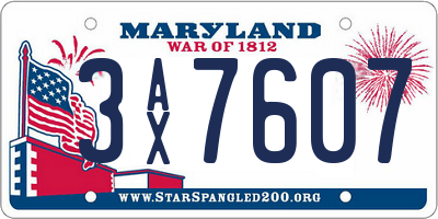 MD license plate 3AX7607