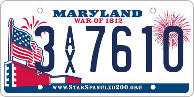 MD license plate 3AX7610