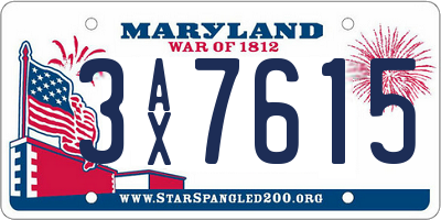 MD license plate 3AX7615