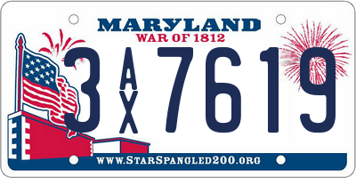 MD license plate 3AX7619