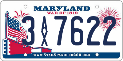 MD license plate 3AX7622