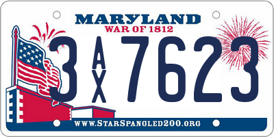 MD license plate 3AX7623