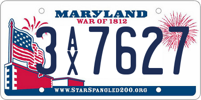 MD license plate 3AX7627