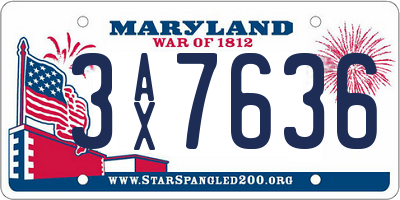 MD license plate 3AX7636