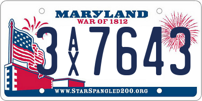 MD license plate 3AX7643