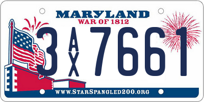MD license plate 3AX7661