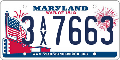 MD license plate 3AX7663
