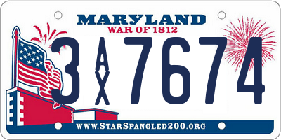 MD license plate 3AX7674