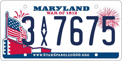 MD license plate 3AX7675