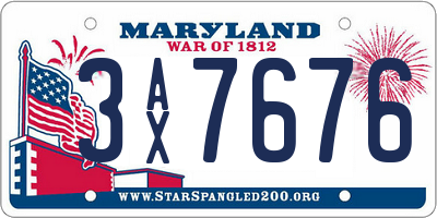 MD license plate 3AX7676