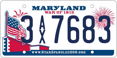 MD license plate 3AX7683