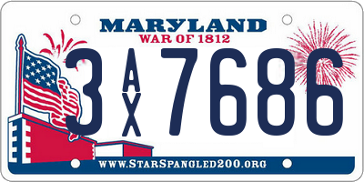 MD license plate 3AX7686