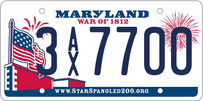 MD license plate 3AX7700