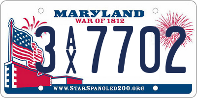 MD license plate 3AX7702