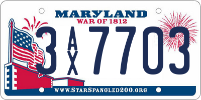 MD license plate 3AX7703