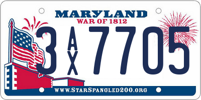 MD license plate 3AX7705